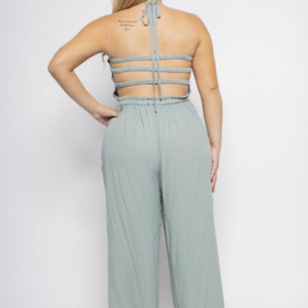 Elegant Sage Green Jumpsuit - Picture 2 of 4